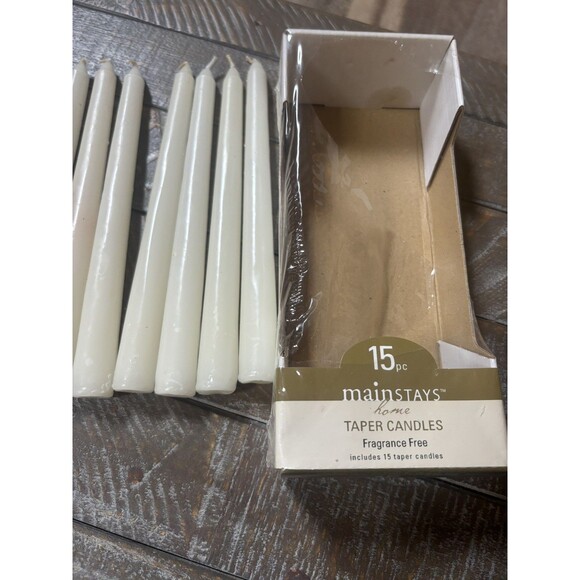 13 Mainstays Home Taper candles 8 inch Fragrance Free Ivory Open Box - Picture 2 of 3